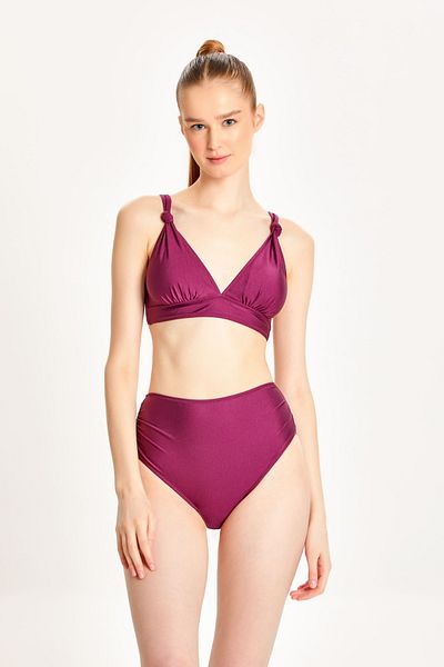 TOO SALTY SWIMWEAR Women's Gathering High Waist Back Adjustable Bikini Set 24S105ST
