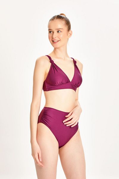 TOO SALTY SWIMWEAR Women's Gathering High Waist Back Adjustable Bikini Set 24S105ST