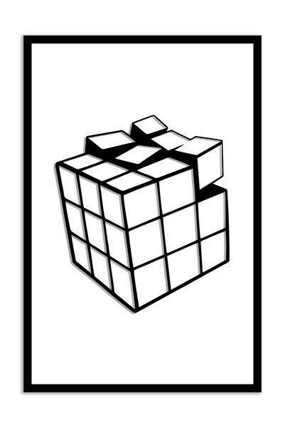 Step and Maker Cubul Rubik cu două straturi (3D) - pictură MDF cu cadru din lemn