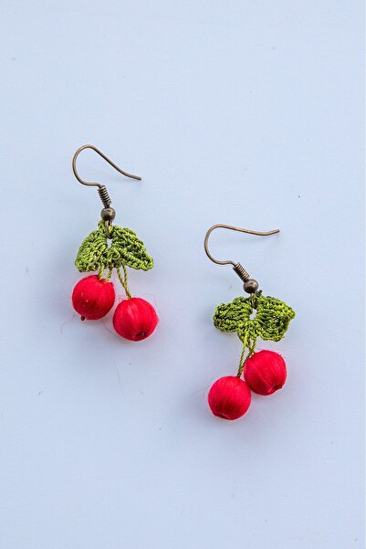 Lila Rosa El Yapımı Otantik Kiraz Küpe