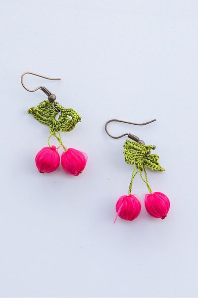 Lila Rosa Authentic Cherry Earrings - Handmade
