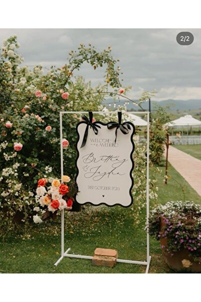Yalova Design Karşılama Panosu Düğün & Nişan Beyaza Siyah Kurdale dahil