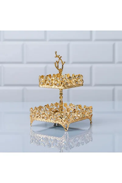 Hinora Diamond Mini 2 Tier Square Mirrored Delight Presentation Holder 11x11x17cm