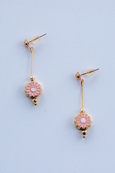 Lila Rosa Ethnic Flower Pattern Authentic Earrings