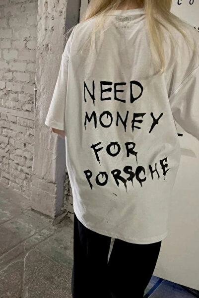 Gofeel تيشيرت Oversize للجنسين Need Money For Porsche Detail