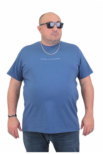 MocGrande Ανδρικό μπλουζάκι μεγάλου μεγέθους - λαιμόκοψη, Rich 24134 INDIGO