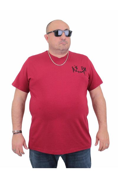 MocGrande Tricou pentru bărbați mărime mare - decolteu, grup 24132, roșu claret