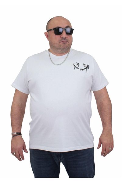 MocGrande Men's Large Size T-Shirt - Crew Neck, Gang 24132 WHITE