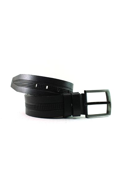 MENTOR REGALO Μαύρη δερμάτινη ζώνη - 81048 Model Sports Pattern