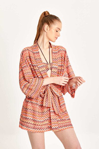 TOO SALTY SWIMWEAR WOMEN'S MULTICOLOR RUCHED KIMONO PAREO BEACH DRESS 24S110ST