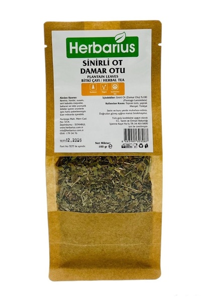 Herbarius Sinirli Ot - Damar Otu - Damarlı Ot 100 gr (Plantain Leaves)
