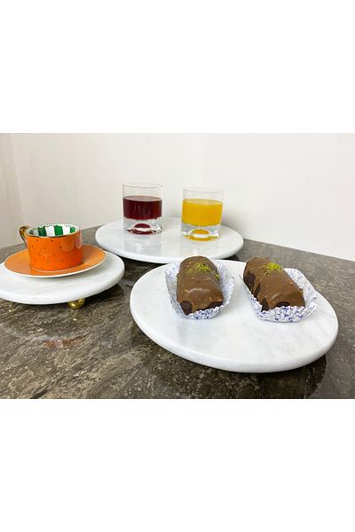 Modestmar رخام طبيعي - طقم عرض مكون من 3 قطع، ساق علوية ذهبية