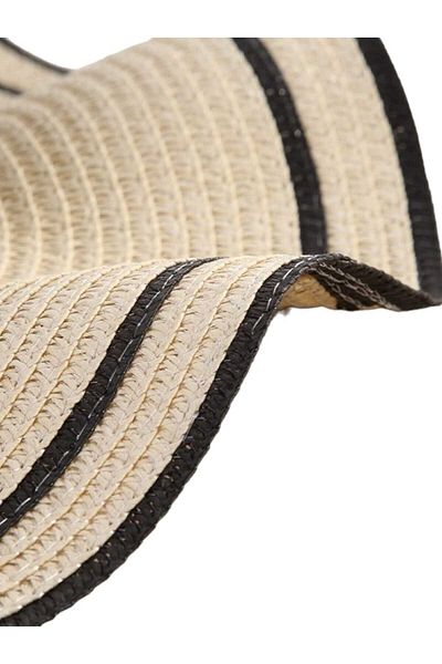 Mood Agenda Women's Wavy Wide Brim Bow Summer Organic Straw Hat