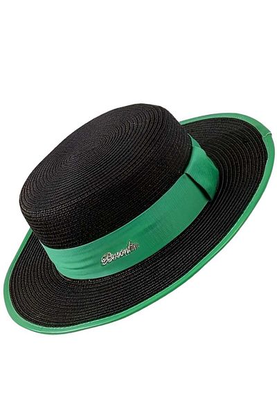 Mood Agenda Women's Green Striped Summer Straw Fedora Hat