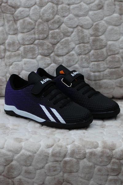 Kinetix Enta TF Black Purple Lawn Field Carpet Field Boys Children Football Shoes