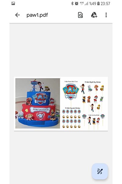 Elvan İstanbul Paw petrol maket pasta paw petrol masa maketi paw petrol kürdan