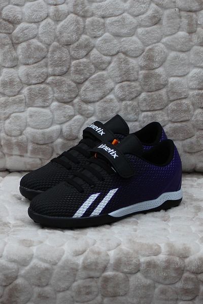 Kinetix Enta TF Black Purple Lawn Field Carpet Field Boys Children Football Shoes