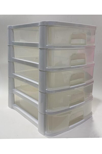 abnturk Şeffaf Raflı 5 Katlı Evrak Dosya Hırdavat Çekmecesi 35x26 h:39cm A4 D...