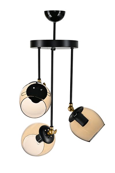 DEDE TRIPLE NERO MODERN CHANDELIER HONEY GLASS