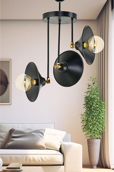 DEDE TRIPLE NERO MODERN CHANDELIER WITH BLACK HAT