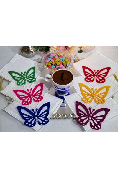 Lady Rio 3D Cocktail Napkin with Pearls - Embroidered Presentation Napkin