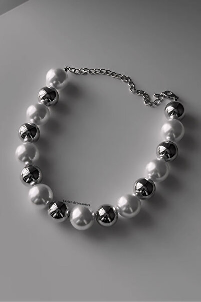 Lavian Accessories İncili Gümüş Choker Kolye