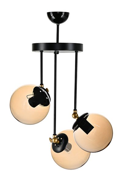 DEDE TRIPLE NERO MODERN CHANDELIER HONEY GLOBE GLASS