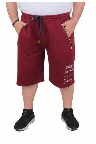Starbattal Men's Plus Size Combed Cotton Shorts Run Your City 24634 Claret Red
