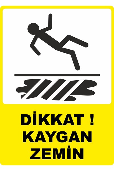 ChicArt Design Studio Attention Slippery Floor Pvc Plate Warning Sign Dekota Digital Uv Printing Adhesive 25X35 cm