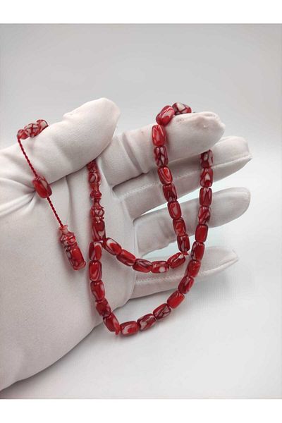 ALTUNTAŞ USTA Galalith Rosary - Red Hooded, Systemic Tassel, for Crafting