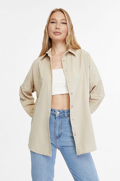 Mad&Calf Γυναικείο Basic Μακρύ Oversize Πουκάμισο