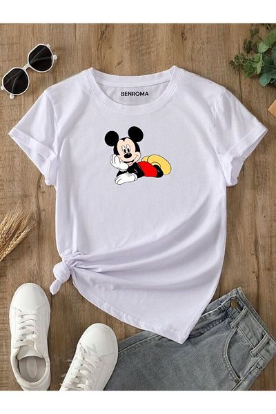 BENROMA CUTE MICKEY PRINT T-SHIRT ΜΕΓΕΘΟΣ ΕΝΗΛΙΚΩΝ ΚΑΙ ΠΑΙΔΙΩΝ [διαθέσιμο διάστημα 3-12 ετών]