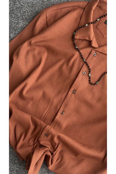Retro Apaj Collar Slim Fit Summer Sand - Short Sleeve Shirt