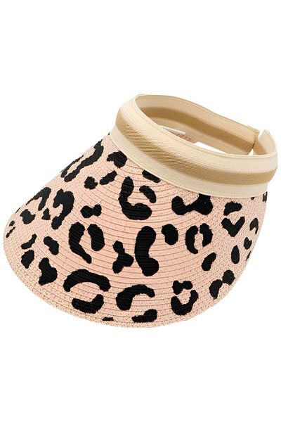 Mood Agenda Women's Leopard Patterned Straw Visor Hat