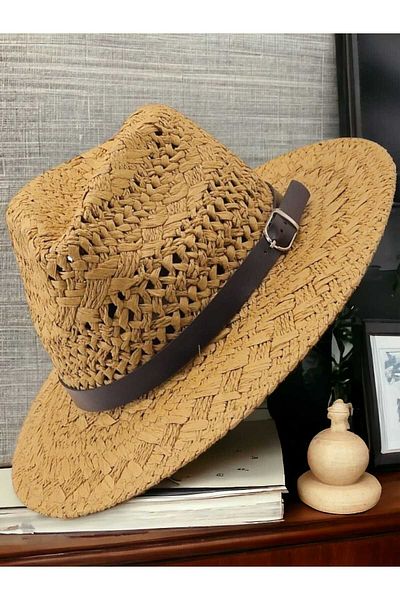 Trenderrs Unisex Καλοκαιρινό βιολογικό πλεκτό ψάθινο καπέλο Fedora