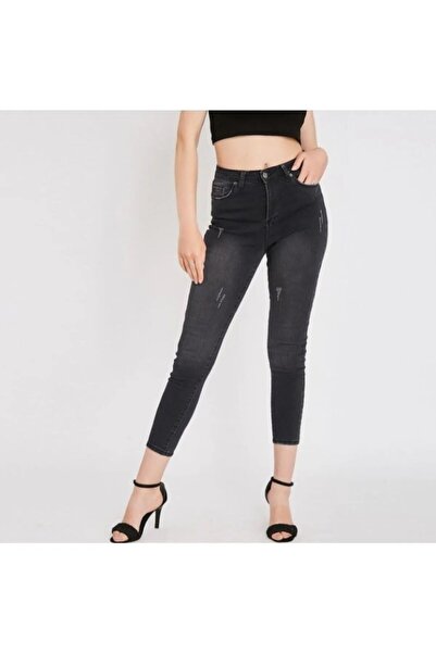 Lixera Μαύρο παντελόνι τζιν με ψηλόμεσο στενό τελείωμα από λύκρα