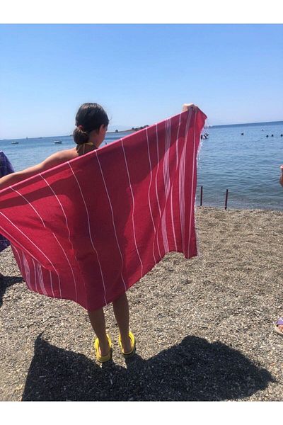 Askıcı Πετσέτα μπάνιου και παραλίας Pink Peshtemal, 100% βαμβάκι, Xxl 100x180cm