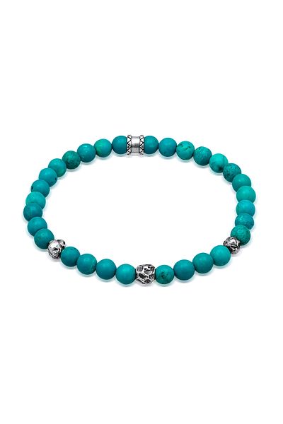 KUZZOI Armband Herren Howlith Türkis Stein Bead 925er Silber