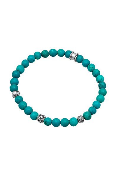 KUZZOI Armband Herren Howlith Türkis Stein Bead 925er Silber