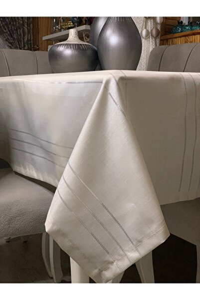 Firuze Colber Non-Slip Cream Tablecloth - Stain Design