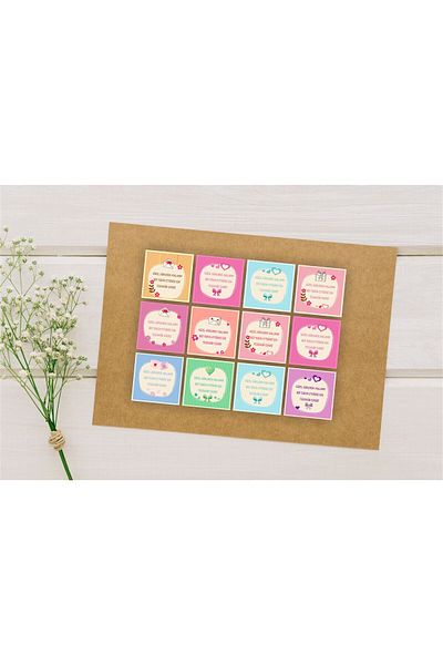 anka design Coated Sticker Packaging & Shipping Label Mixed (4x4cm) 48 Pieces - Square Cut -