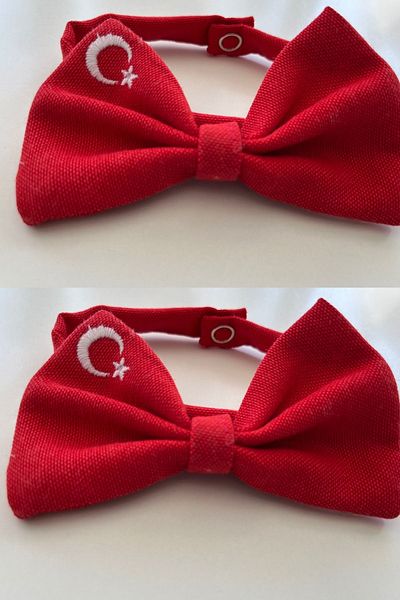 Las Vivas Kids 2-Piece Red and White Star Bow Tie - Womens with Flag