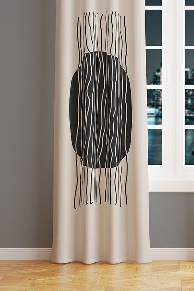 Moud's Real Art Patterned Suede Living Room Lounge Background Curtain Printed Extrafor Drawstring SINGLE WING PRD-1112