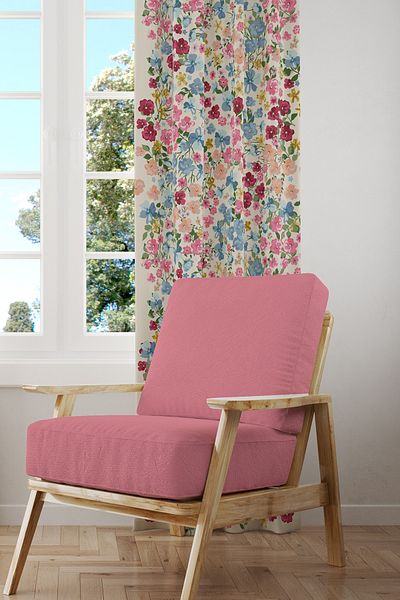 Moud's Colorful Pastel Flower Suede Living Room Hall Background Curtain Printed Extrafor Drawstring SINGLE WING PRD-1026