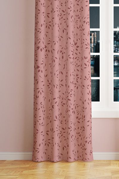 Moud's Burgundy Tree Branches Patterned Suede Living Room Hall Background Curtain Extrafor Drawstring SINGLE WING PRD-1066