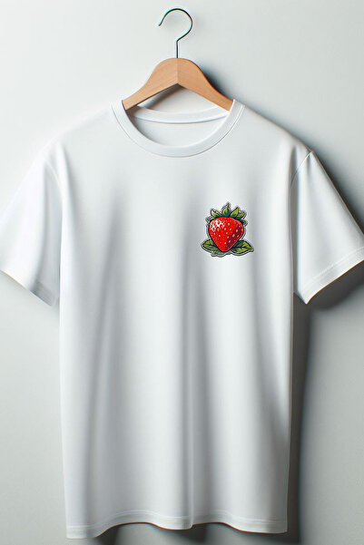 Vordevia Κοκέτα με κορδέλα με στάμπα φράουλα 2024 Fashion White Oversize Tshi...