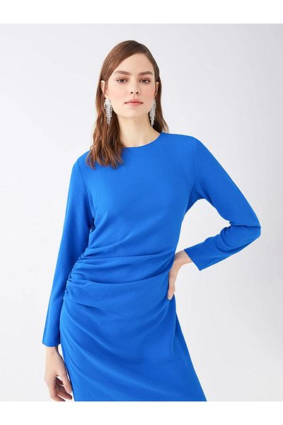 LC Waikiki Rochie LCW Vision Crew Neck, solidă, cu mânecă lungă pentru femei