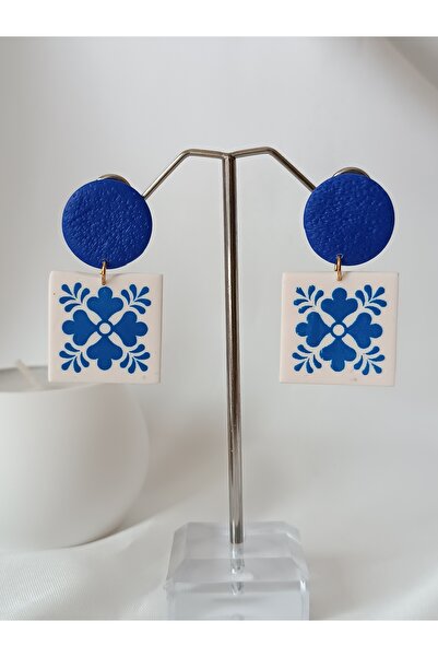 La fee aksesuar Steel Earrings Apparatus & Ceramic Pattern Polymer Clay Earri...
