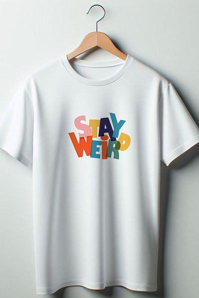 Vordevia Μόδα Stay Weird Text Printed Coquette 2024 Λευκό μπλουζάκι με λαιμόκοψη