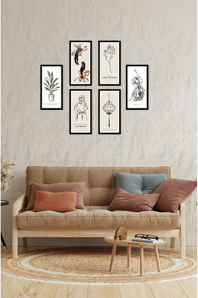 kutuTR Modern Style Dekorize Mdf 7 Parça Çerçeve Görünümlü Tablo Set 10207